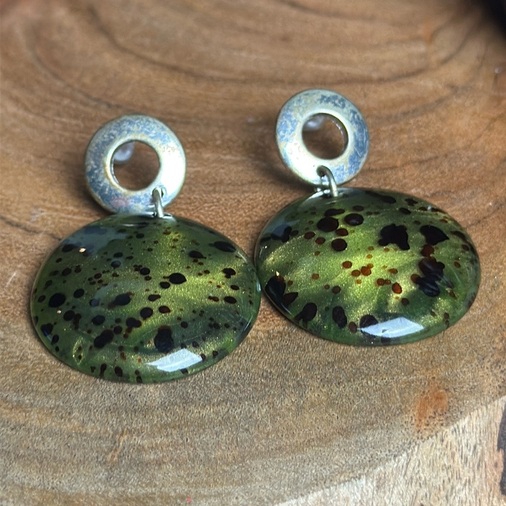 Green and Brown Statement Earrings